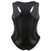 LiiYii Women's Liquid Metallic Glitter One Piece Zip Front Swimsuit Shiny Solid High Cut Beachwear Black One Size view 4