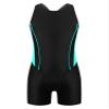 Nikiikoo Kids Girls Athletic One Piece Boyleg Swimsuit Racerback Cutout Rashguard Surfing Bathing Suit Green,Black 12 Years view 1