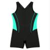 Nikiikoo Kids Girls Athletic One Piece Boyleg Swimsuit Racerback Cutout Rashguard Surfing Bathing Suit Green,Black 12 Years view 3