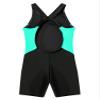 Nikiikoo Kids Girls Athletic One Piece Boyleg Swimsuit Racerback Cutout Rashguard Surfing Bathing Suit Green,Black 12 Years view 4
