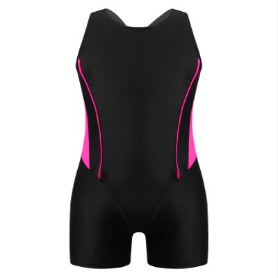 Nikiikoo Kids Girls Athletic One Piece Boyleg Swimsuit Racerback Cutout Rashguard Surfing Bathing Suit Rose,Black 8 Years