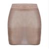 YONGHS Women's Shiny Sheer See-Through Tight Bodycon Pencil Micro Short Silk Stockings Mini Skirt Coffee One Size view 3