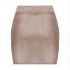 YONGHS Women's Shiny Sheer See-Through Tight Bodycon Pencil Micro Short Silk Stockings Mini Skirt Coffee One Size view 4