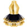 FEESHOW Kids Girls Glittery Sequins Metallic Ballet Dance Leotard Dress with Tutu Mesh Skirts Performance Costume Gold 8 Years view 1