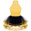FEESHOW Kids Girls Glittery Sequins Metallic Ballet Dance Leotard Dress with Tutu Mesh Skirts Performance Costume Gold 8 Years view 2