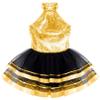 FEESHOW Kids Girls Glittery Sequins Metallic Ballet Dance Leotard Dress with Tutu Mesh Skirts Performance Costume Gold 8 Years view 3