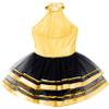 FEESHOW Kids Girls Glittery Sequins Metallic Ballet Dance Leotard Dress with Tutu Mesh Skirts Performance Costume Gold 8 Years view 4