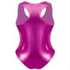LiiYii Women's Liquid Metallic Glitter One Piece Zip Front Swimsuit Shiny Solid High Cut Beachwear Hot Pink One Size view 4