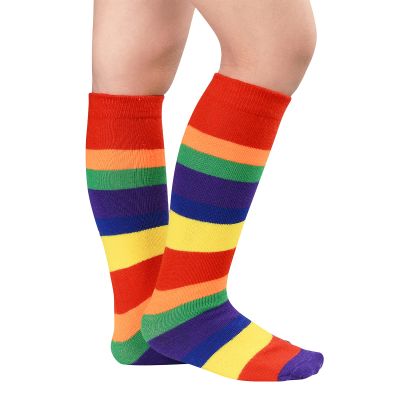 Kids Soccer Socks Toddler Knee High Socks Stripes Sport Cotton Uniform Tube Stocking For Boys Girls 1 Pack Rainbow