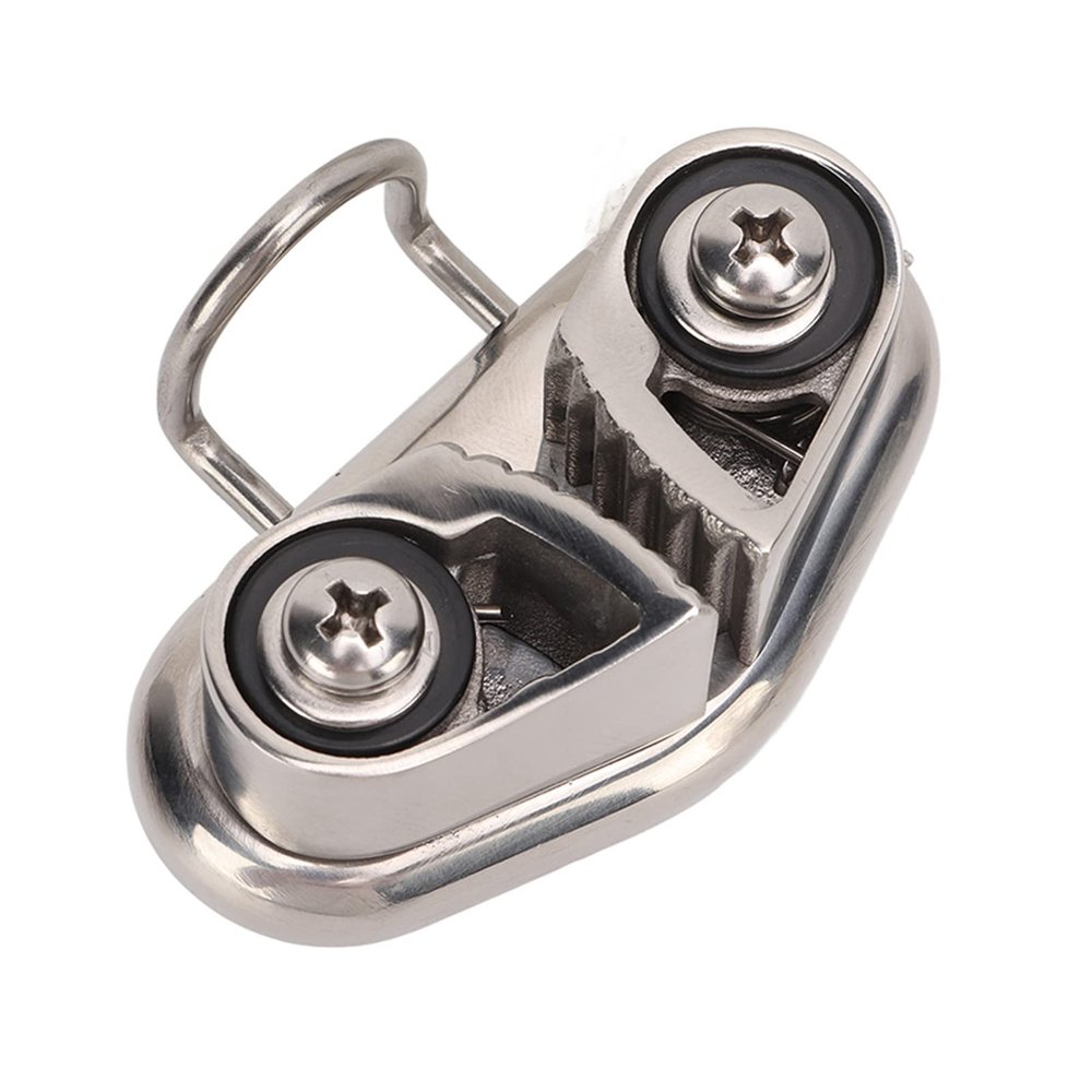 Boat Cam Cleat with Wire Ring Sailboat Pilates Equipment 316 Stainless Steel Mirror Polished For Wire Sizes Up To 10mm/0.39in Boat Pilates Equipment