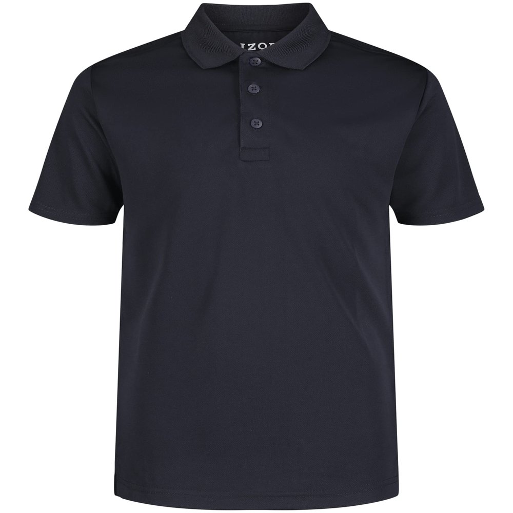IZOD Boys' School Uniform Adaptive Short Sleeve Polo Shirt, Velcro Closure & Faux Buttons, Moisture Wicking Material, Navy Performance, 14-16