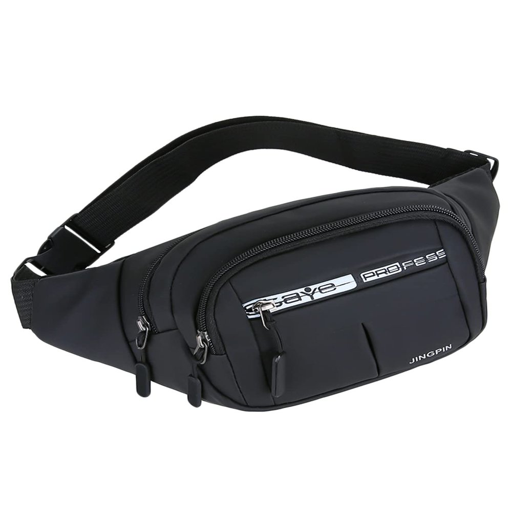 Avotunci Fanny Pack for Men Women, Fashion Large Capacity Waterproof Waist Bag Hip Waist Bag with Adjustable Shoulder Straps for Outdoor Hiking Running and Travel Sports (Black)