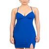 B Darlin Womens Blue Stretch Spaghetti Strap V Neck Above The Knee Party Body Con Dress 15 view 1