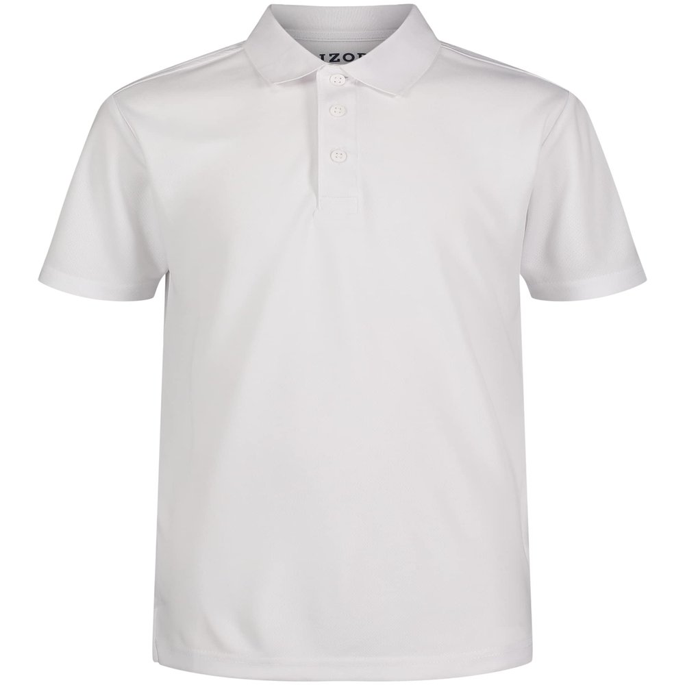 IZOD Boys' School Uniform Adaptive Short Sleeve Performance Polo with Velcro Closure, White, 8