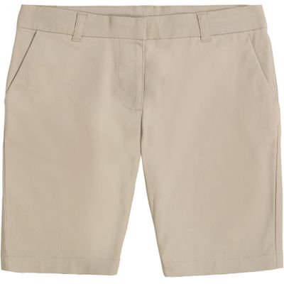 IZOD girls,Little kid School Uniform Adaptive With Adjustable Waistband and Velcro Closure Bermuda Shorts, Khaki, 6X US