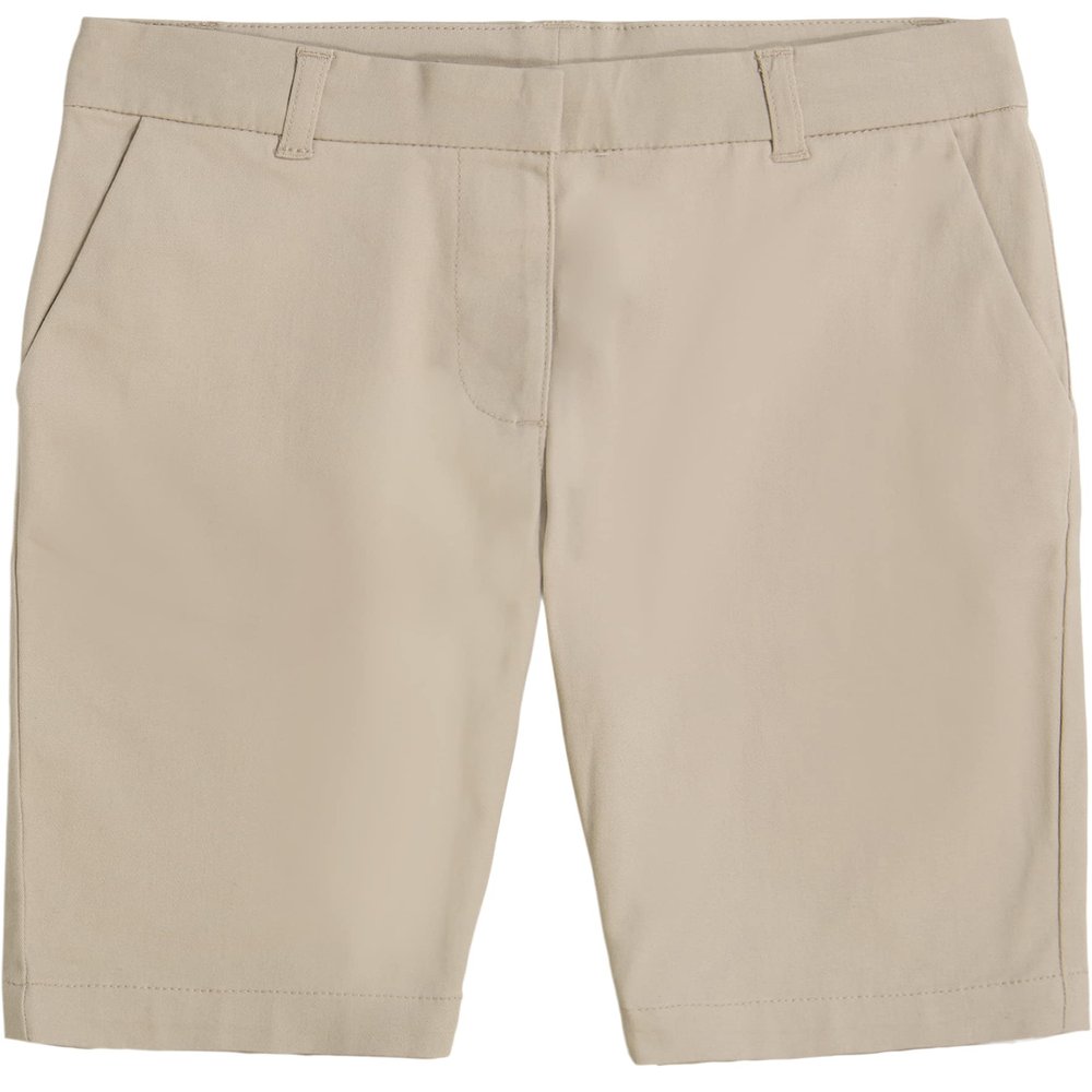 IZOD girls,Little kid School Uniform Adaptive With Adjustable Waistband and Velcro Closure Bermuda Shorts, Khaki, 6X US