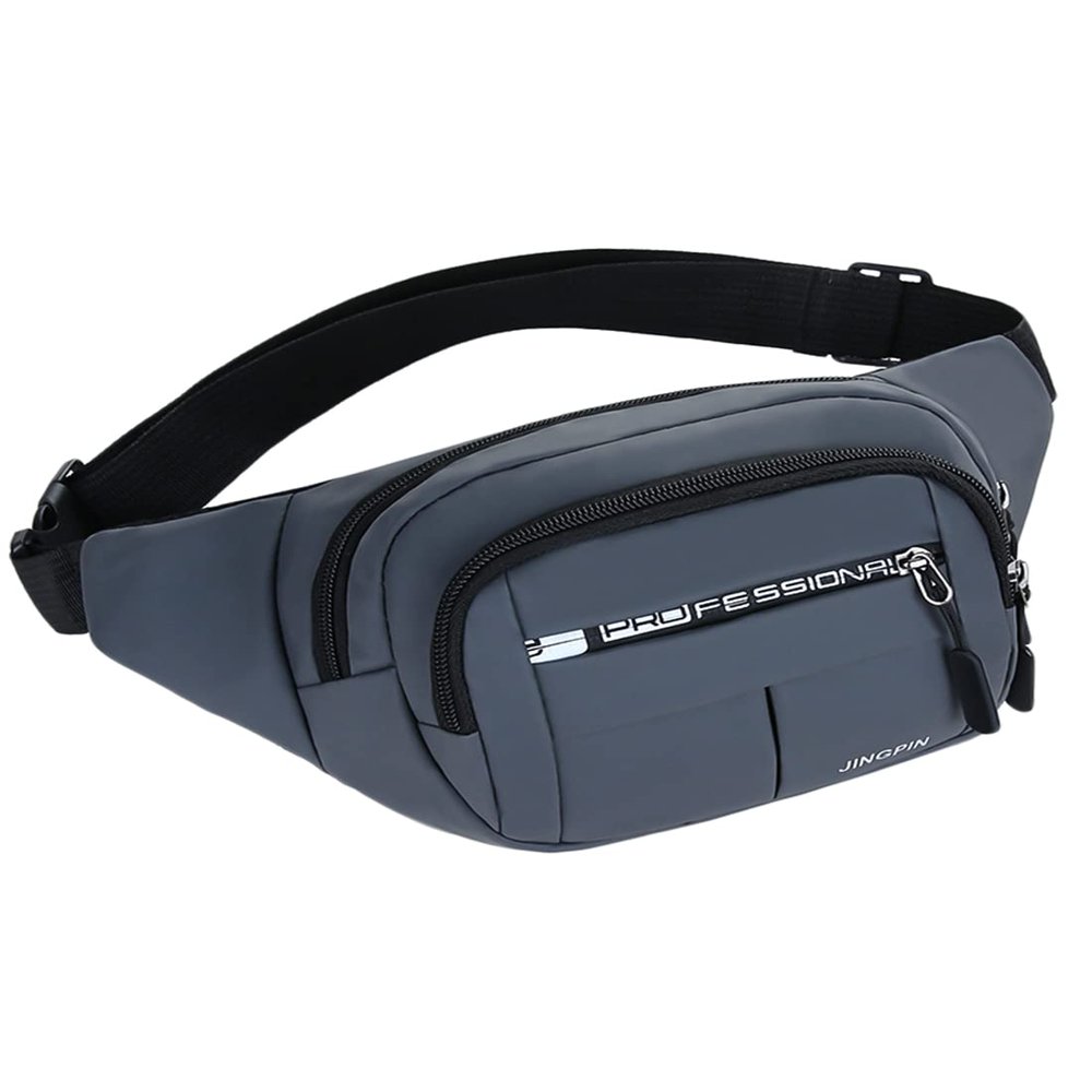 Avotunci Fanny Pack for Men Women, Fashion Large Capacity Waterproof Waist Bag Hip Waist Bag with Adjustable Shoulder Straps for Outdoor Hiking Running and Travel Sports (Grey)