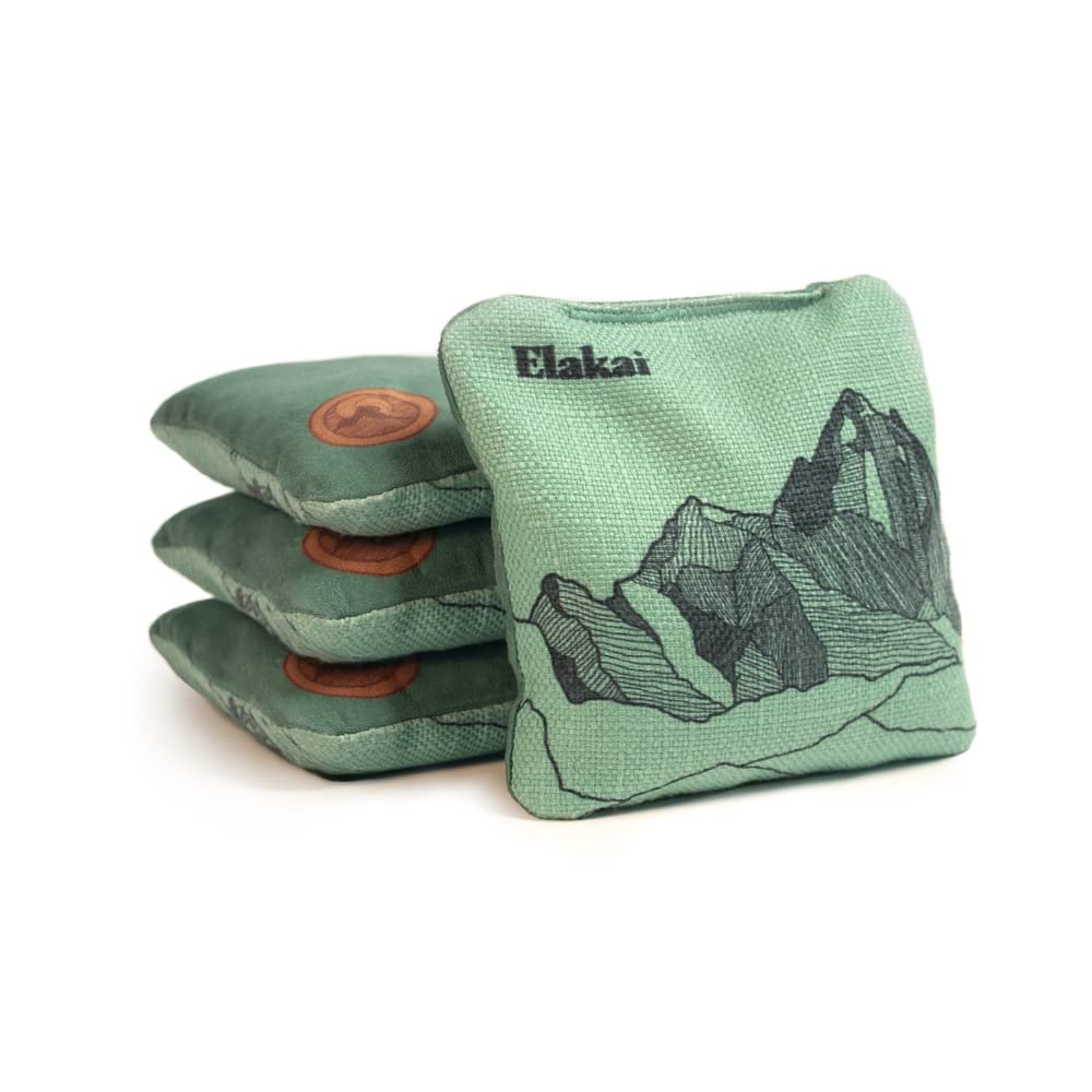 Elakai Cornhole Bags All Weather Dual Sided Slick and Stick Regulation Size and Weight Set of 4 Aquamarine Teal 6 in x 6 in