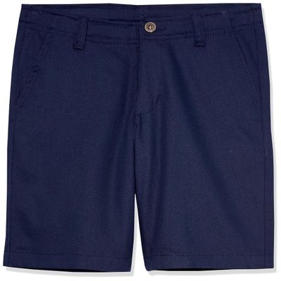 Izod Boys' School Uniform Adaptive Chino Shorts with Adjustable Waistband, Velcro Closure, and Faux Buttons, Navy, 4