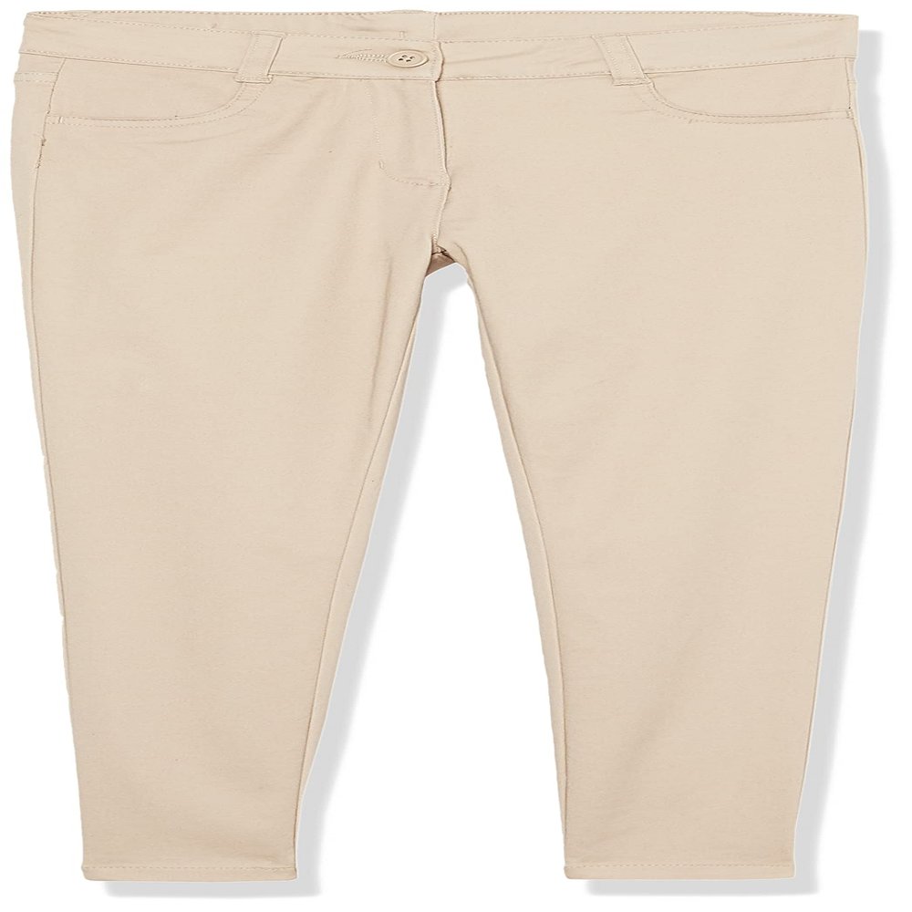 Izod Girls' School Uniform Adaptive Chino Pants with Adjustable Waistband, Velcro Closure, and Faux Buttons, Khaki, 16