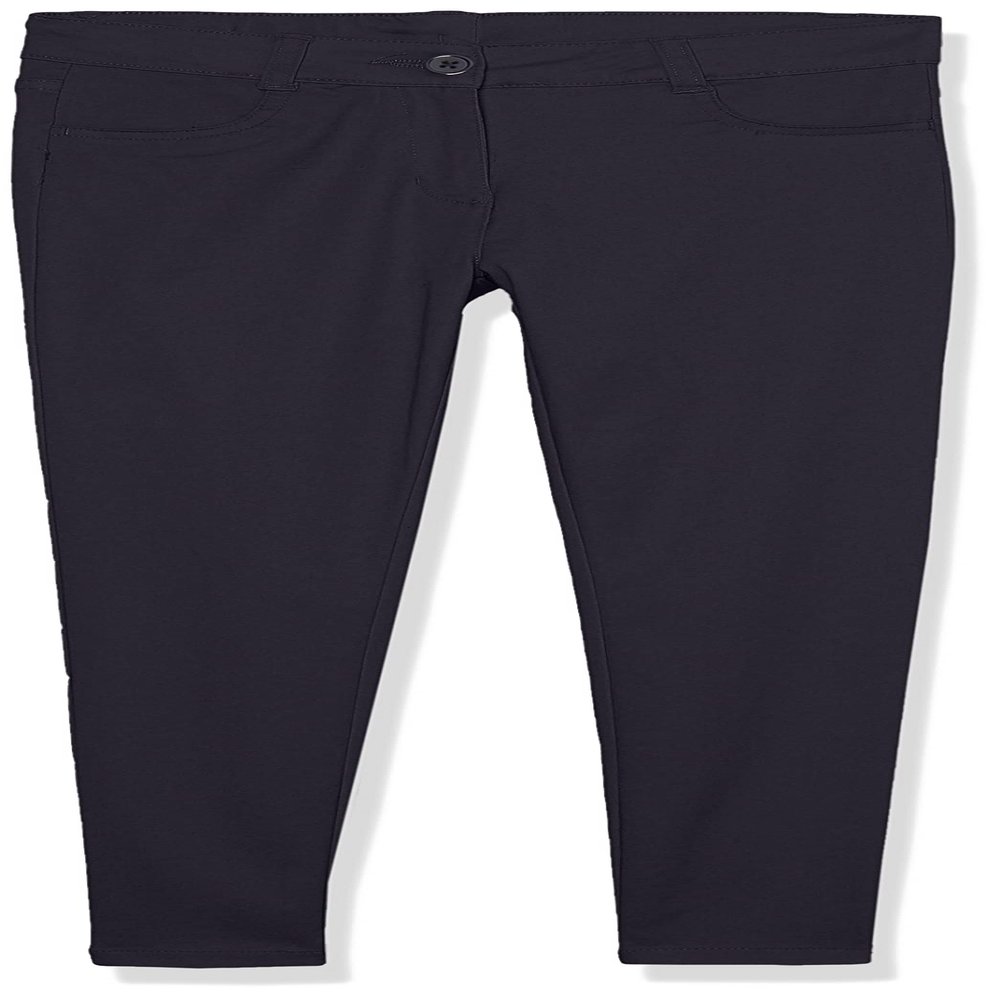Izod Girls' School Uniform Adaptive Chino Pants with Adjustable Waistband, Velcro Closure, and Faux Buttons, Navy, 8
