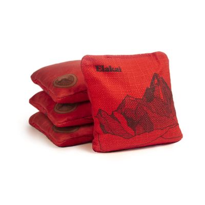 Elakai Cornhole Bags All Weather Dual Sided Slick and Stick Regulation Size and Weight Set of 4 Red Lava 6 in x 6 in