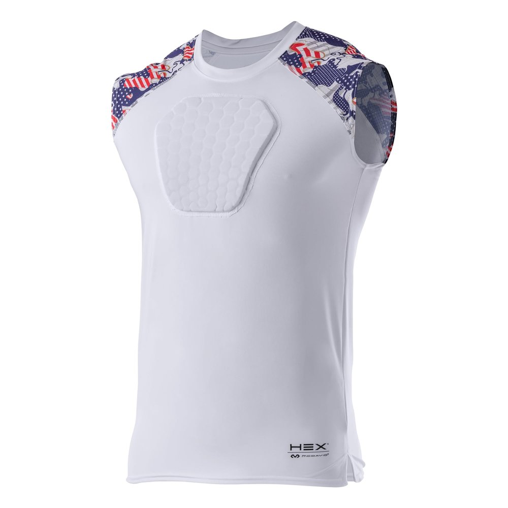 McDavid Chest Protector, HEX Baseball Chest Protector. Heart Guard Sternum Protection Compression Shirts, Padded Football Shirt for Lacrosse, Softball, Paintball, Rugby & More, Flag Camo, Youth S
