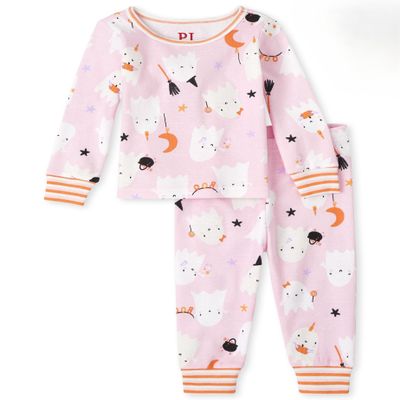 The Children's Place baby girls Family Matching Christmas Holiday Sets, Snug Fit 100% Cotton, Adult, Big Kid, Toddler, Pajama Set, Hlwn Pnk Ghost, 5T US