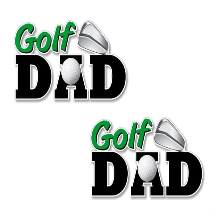 2 Golf DAD 8'' Decals Golfing Father Golfer Golf Cart Ball Club Sports Vinyl Sticker (2 Decals - Golf DAD)