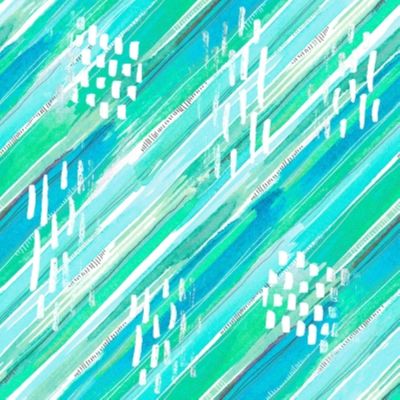 3 Wishes Good Vibes 18665 Turquoise Diagonal Stripe
