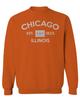 0475. Retro Vintage Graphic Chicago City Illinois Flag Men's Crewneck Sweatshirt (Orange Large) view 1