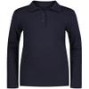 Izod Girls' School Uniform Adaptive Long Sleeve Interlock Polo with Velcro Closure, Navy, 12-14 Plus view 1