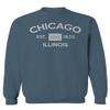 0475. Retro Vintage Graphic Chicago City Illinois Flag Men's Crewneck Sweatshirt (Indigo Blue Large) view 1