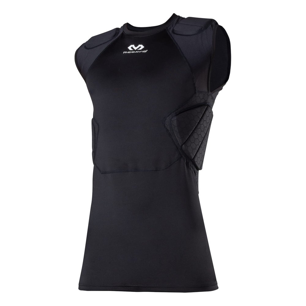 McDavid Rival Integrated 5-Pad Shirt, Comfort & Protection from Hard Objects, Lightweight & Breathable, Great for Football & Lacrosse (Youth) Black
