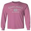 0475. Retro Vintage Graphic Chicago City Illinois Flag Men's Long Sleeve t Shirt (Pink Large) view 1