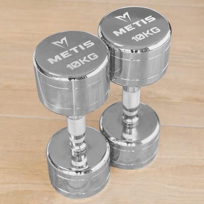 METIS Chrome Dumbbell Weights [Pair] - Pair of Dumbbell Hand Weights [2lb - 22lb] | Exercise & Fitness Dumbbells | Steel Weights Dumbbells Set | Strength Training Equipment (22lb [Pair])