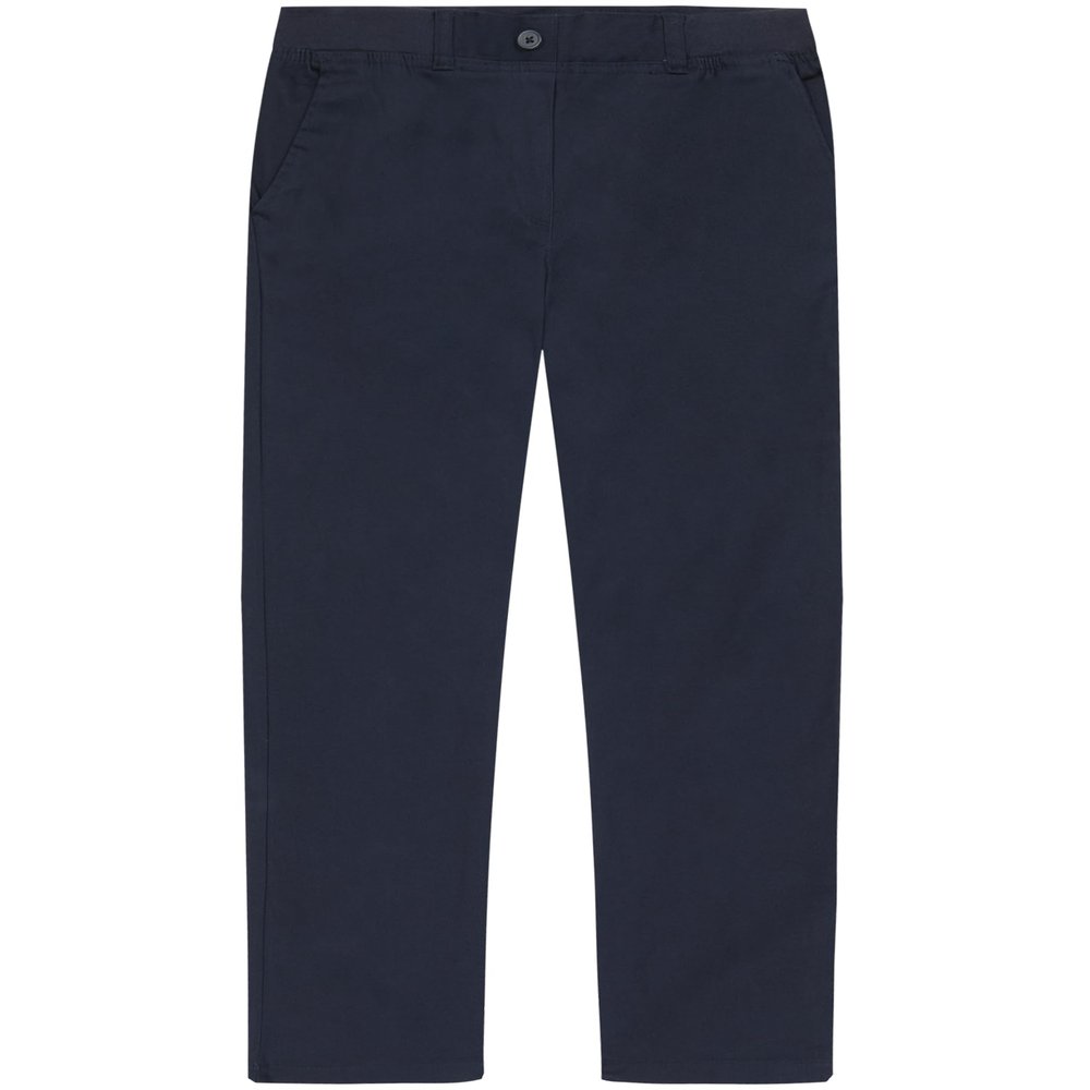 Nautica Girls' School Uniform High Waisted Bootcut Pants, Elastic Waistband with Button Closure, Twill Material, Navy/High Waist, 14