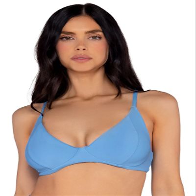 Swim Systems Maya Underwire Women's Swimsuit Blue Bikini Top, Blue Poppy, 36D