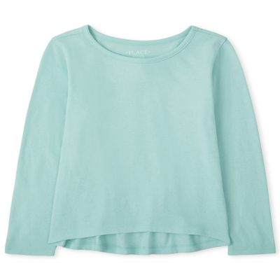 The Children's Place girls Short Sleeve High Low T-shirt T Shirt, Eggshell Blue, XX-Large US