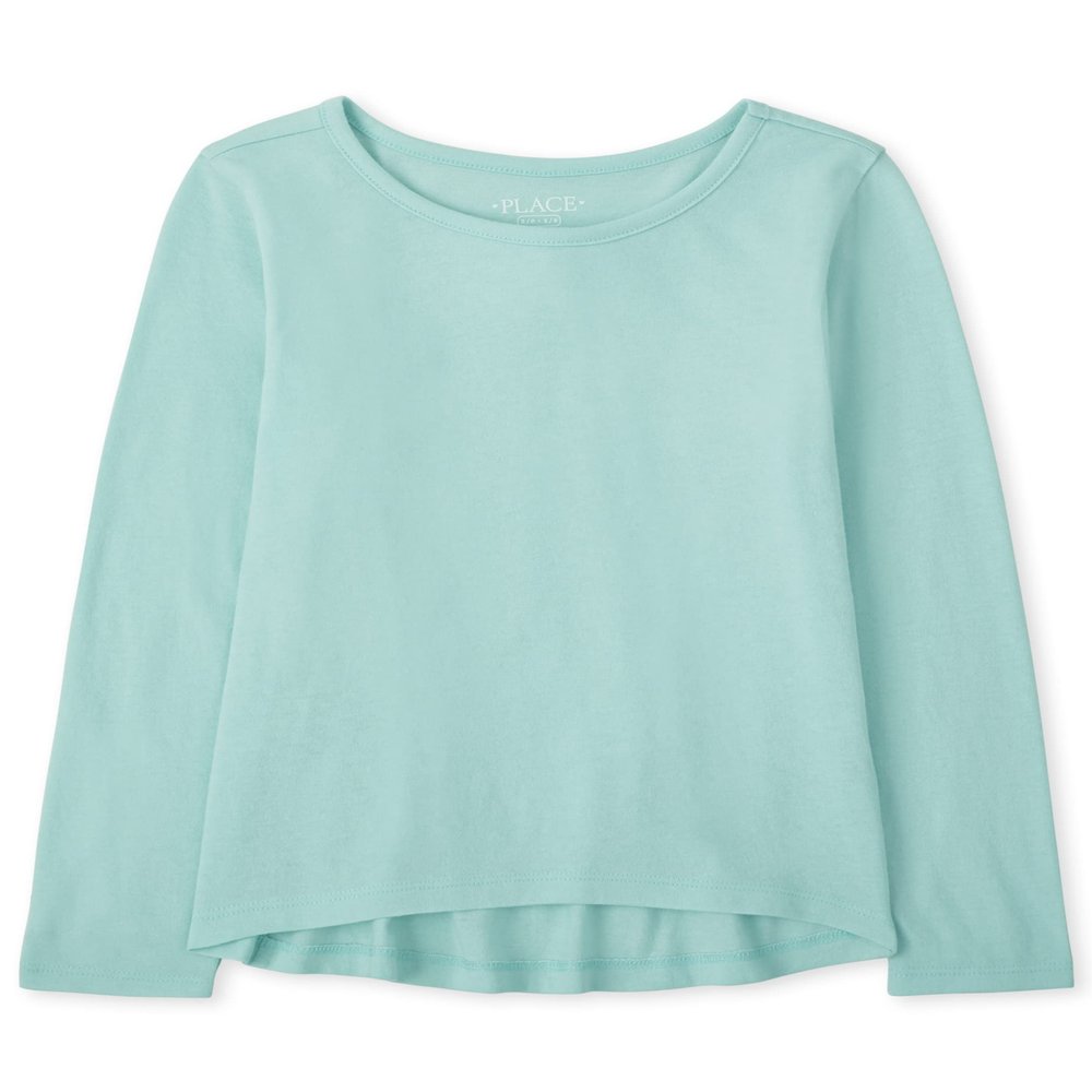 The Children's Place girls Short Sleeve High Low T-shirt T Shirt, Eggshell Blue, XX-Large US