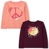 The Children's Place Girls Kindness,Love,Equality Long Sleeve Graphic T-Shirts,Multipacks Yin Yang/Peace Sign 2-Pack Medium view 1