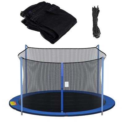 Cliselda 14 ft Trampoline Net Replacement with 4 Poles, 14 Foot Trampoline Netting Replacement, Safety Net for Round Frame Trampoline Enclosure Kit