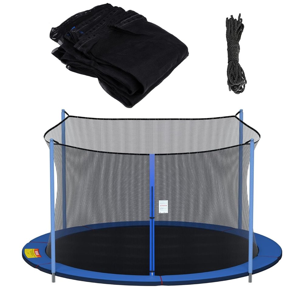 Cliselda 14 ft Trampoline Net Replacement with 4 Poles, 14 Foot Trampoline Netting Replacement, Safety Net for Round Frame Trampoline Enclosure Kit
