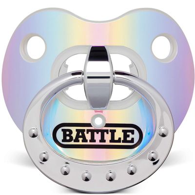 Battle Sports Binky Oxygen Football Mouthguard - Detachable Strap, Maximum Breathability, Works with Braces & No Boiling Required - Iridescent Blue/Purple