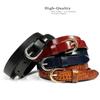 Women's Dress Skinny Belts 100% One Piece Engraved Full Grain Genuine Leather Belt 3/4"(19mm) wide (Alligator Red, 36) view 2