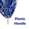 Hooshing 12PCS Pom Poms Cheerleading Blue and Silver Metallic Foil Cheer Pom Poms with Plastic Handles for Rooters Cheering Squard Team Spirit Sports view 2