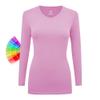Women's Under Scrubs Long Sleeve T-Shirt Comfort V-Neck Medical Underscrub Tee -Super Soft and Stretchy (Pink, Large) view 1
