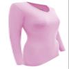 Women's Under Scrubs Long Sleeve T-Shirt Comfort V-Neck Medical Underscrub Tee -Super Soft and Stretchy (Pink, Large) view 4