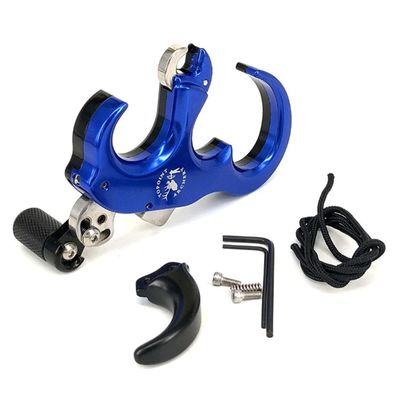 Lamehfyo Compound Bow Release Aid Thumb Release 3/4 Fingers Adjustable Automatic Archery Thumb Release Trigger for Outdoor Archery Hunting Training (Blue)