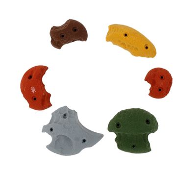 Atomik Rock Climbing Holds 6 Small Screw-On Limestones in Assorted Earth Tones